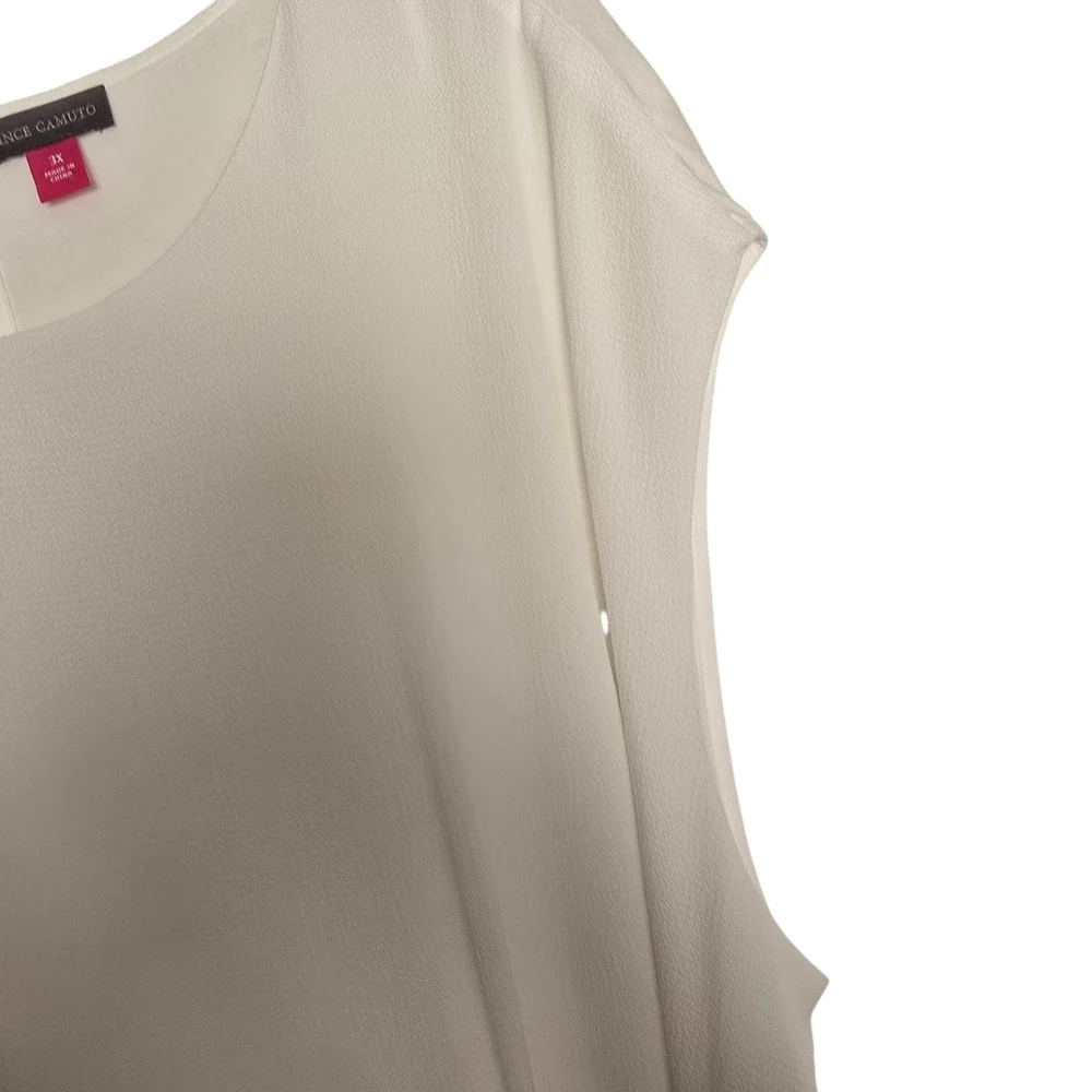 NWT Vince Camuto Ivory Short Sleeve Blouse with Side Tie - Picture 2 of 4